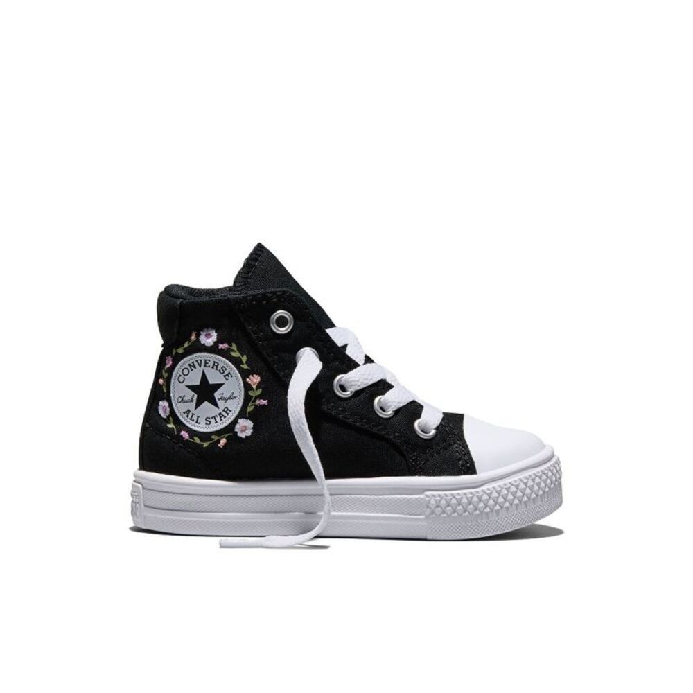 Converse Toddler High Top Sneakers - White/Black Floral 9T